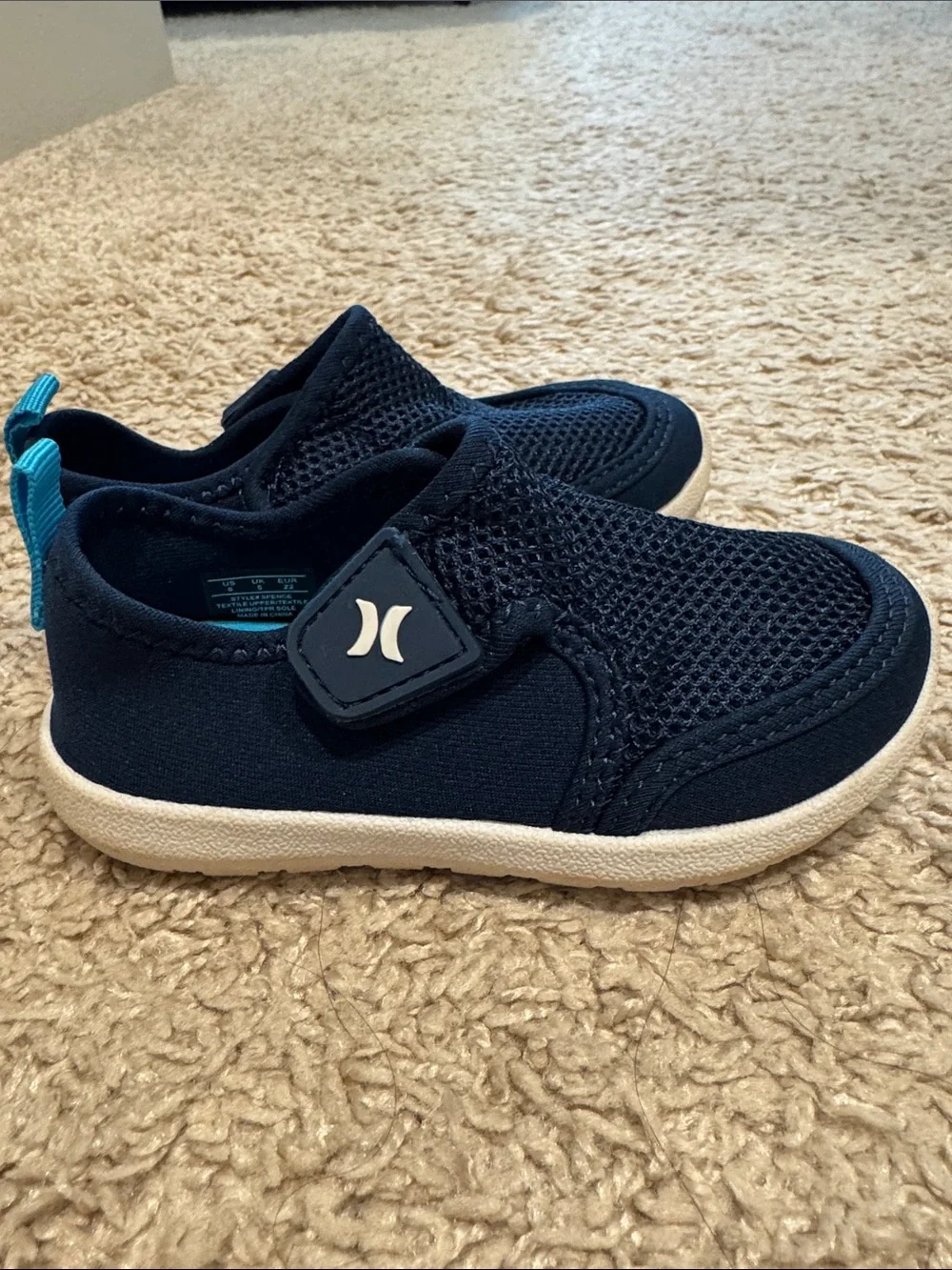 Hurley Navy and White Kids Slip-On Mesh Sneakers